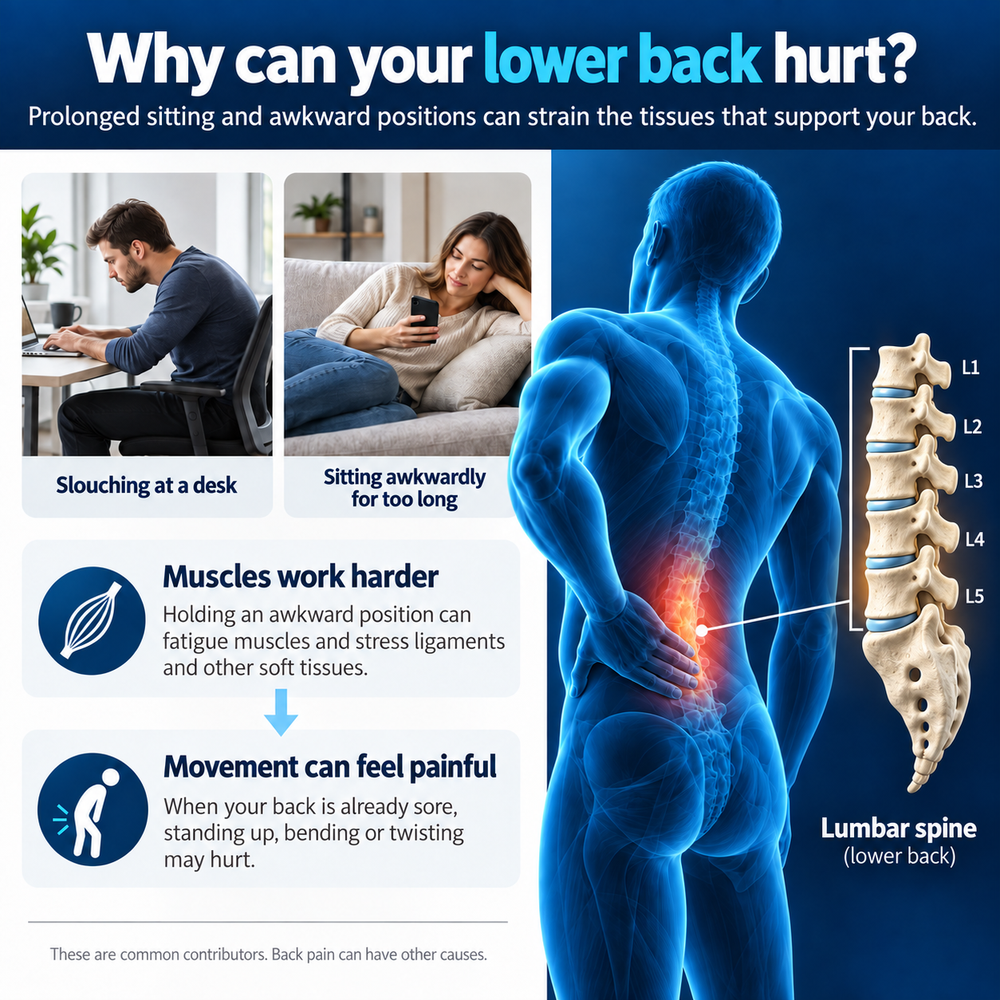 Common contributors to lower back pain