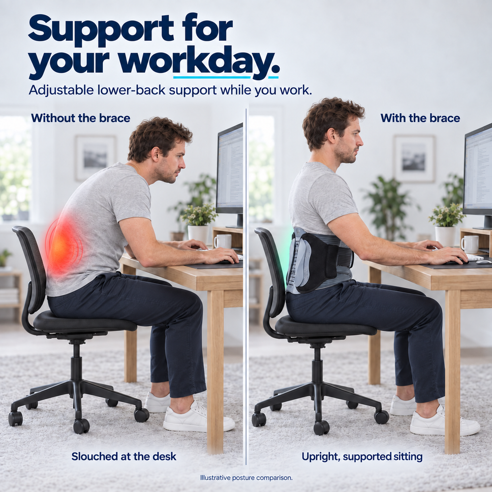 Back support while working at a desk