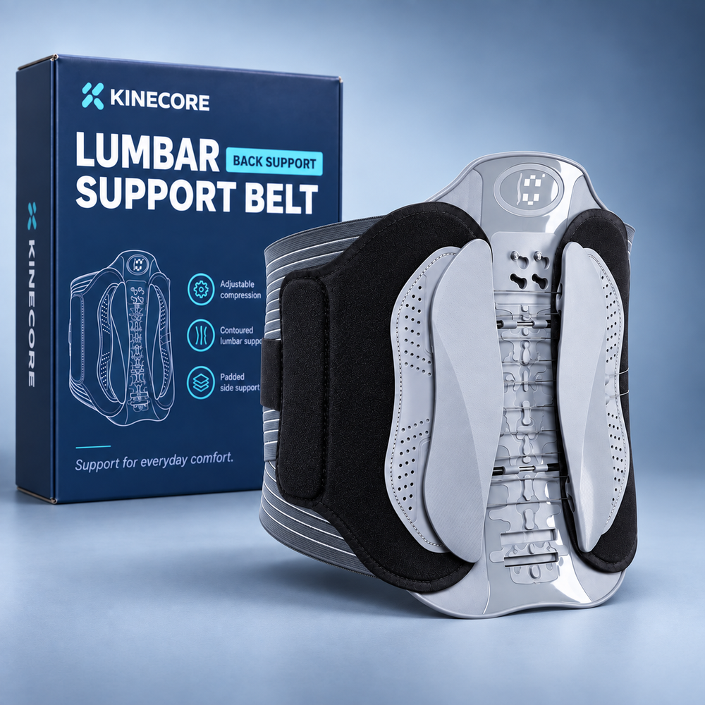 Kinecore lumbar support belt and packaging