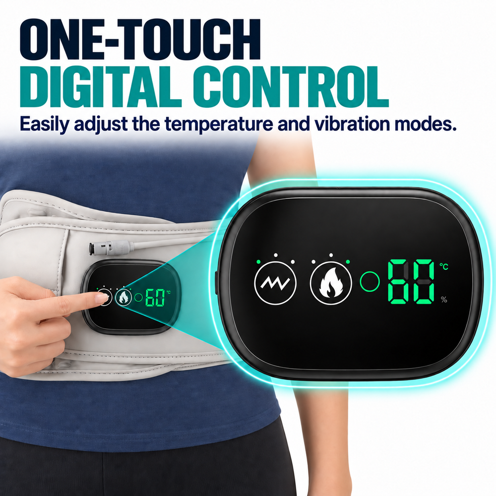 One-touch digital control for temperature and vibration.