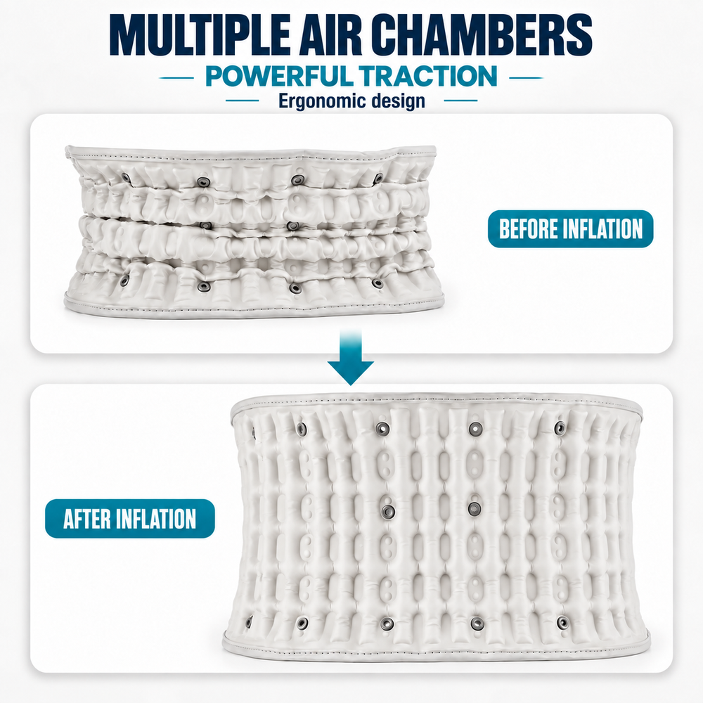 Multiple air chambers before and after inflation.
